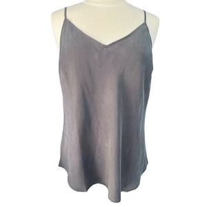 Garnet Hill 100% Silk V Neck Grey Camisole Tank Top 10 Old Money Quiet‎ Luxury
